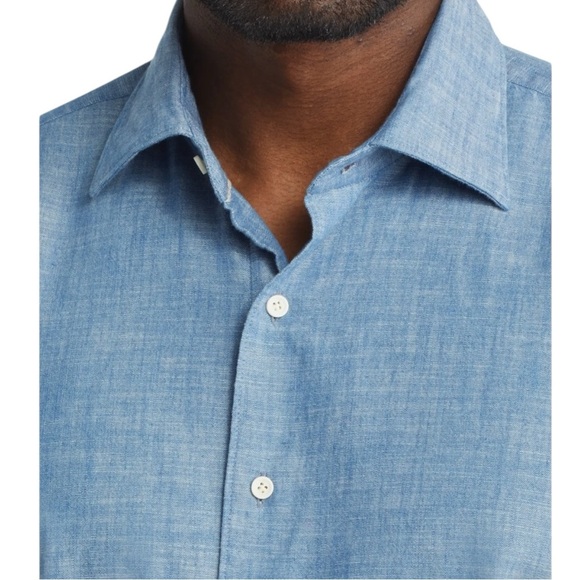 PETER MILLAR CROWN CRAFTED SELVEDGE COTTON CHAMBRAY BUTTON-UP SHIRT SZ XXL EUC - Picture 3 of 8